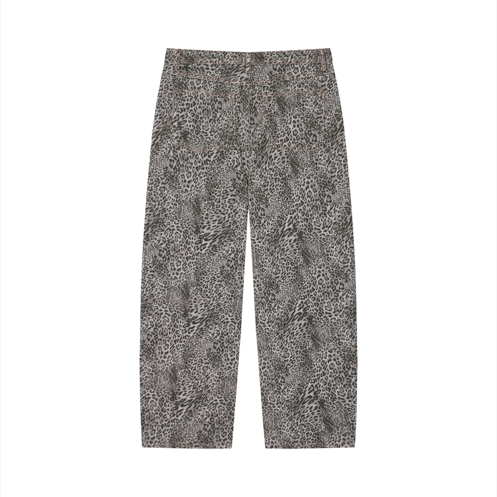 LIVELE09 Vintage Wash Leopard Wide Leg Jeans