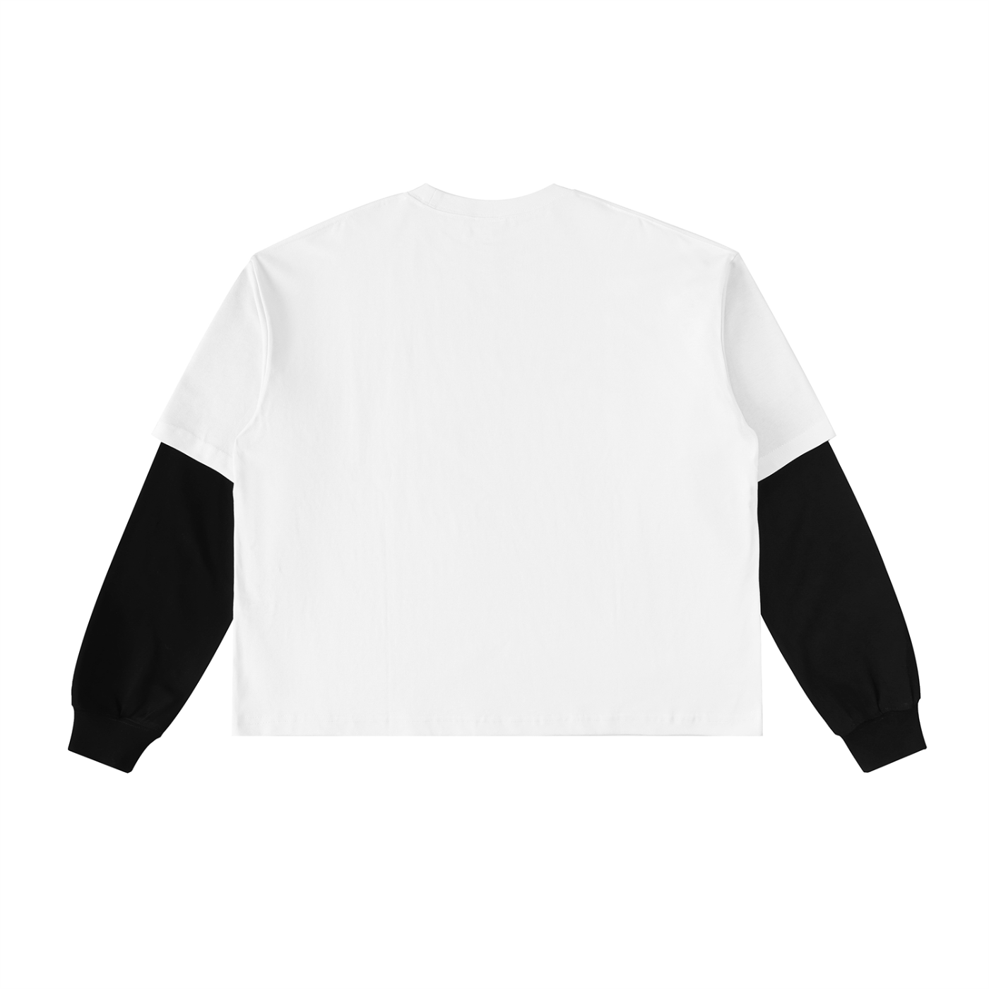LIVELE09 Layered Contrast Sleeve Cotton T-Shirt