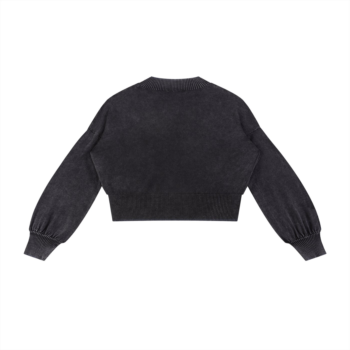 LIVELE09 Mineral Wash Balloon Sleeve Cropped Sweater