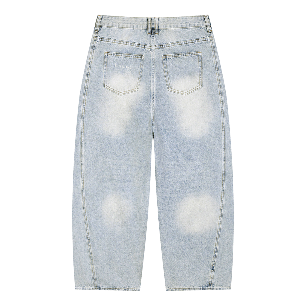 LIVELE09 Men's Vintage Wash Sunfade Barrel Leg Jeans
