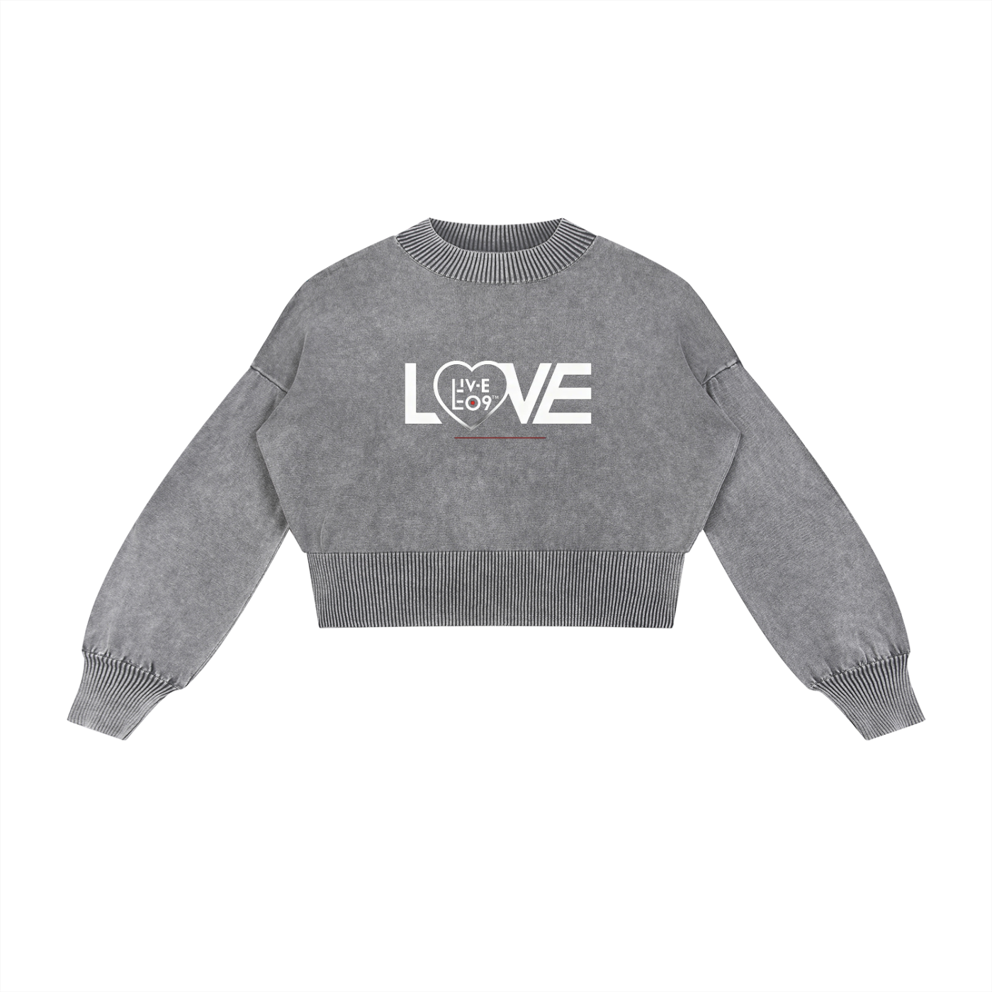 LIVELE09 Mineral Wash Balloon Sleeve Cropped Sweater