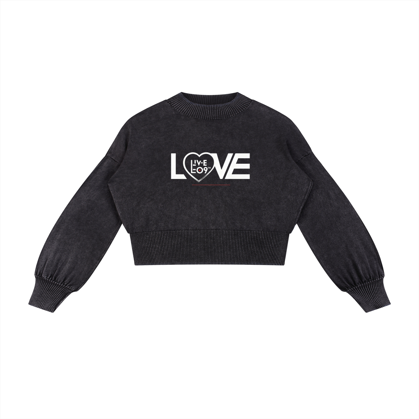 LIVELE09 Mineral Wash Balloon Sleeve Cropped Sweater