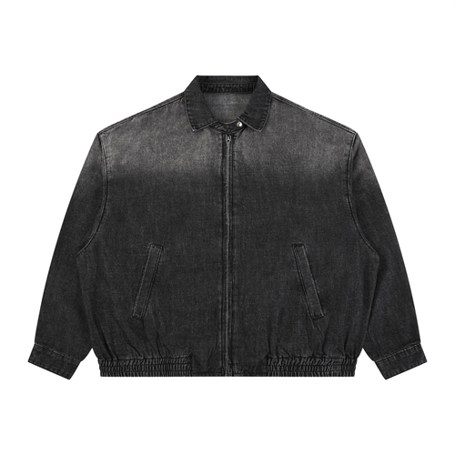 LIVELE09  Vintage Wash Full-Zip Denim Jacket
