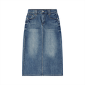 LIVELE09 Women’s Vintage Wash Denim Skirt