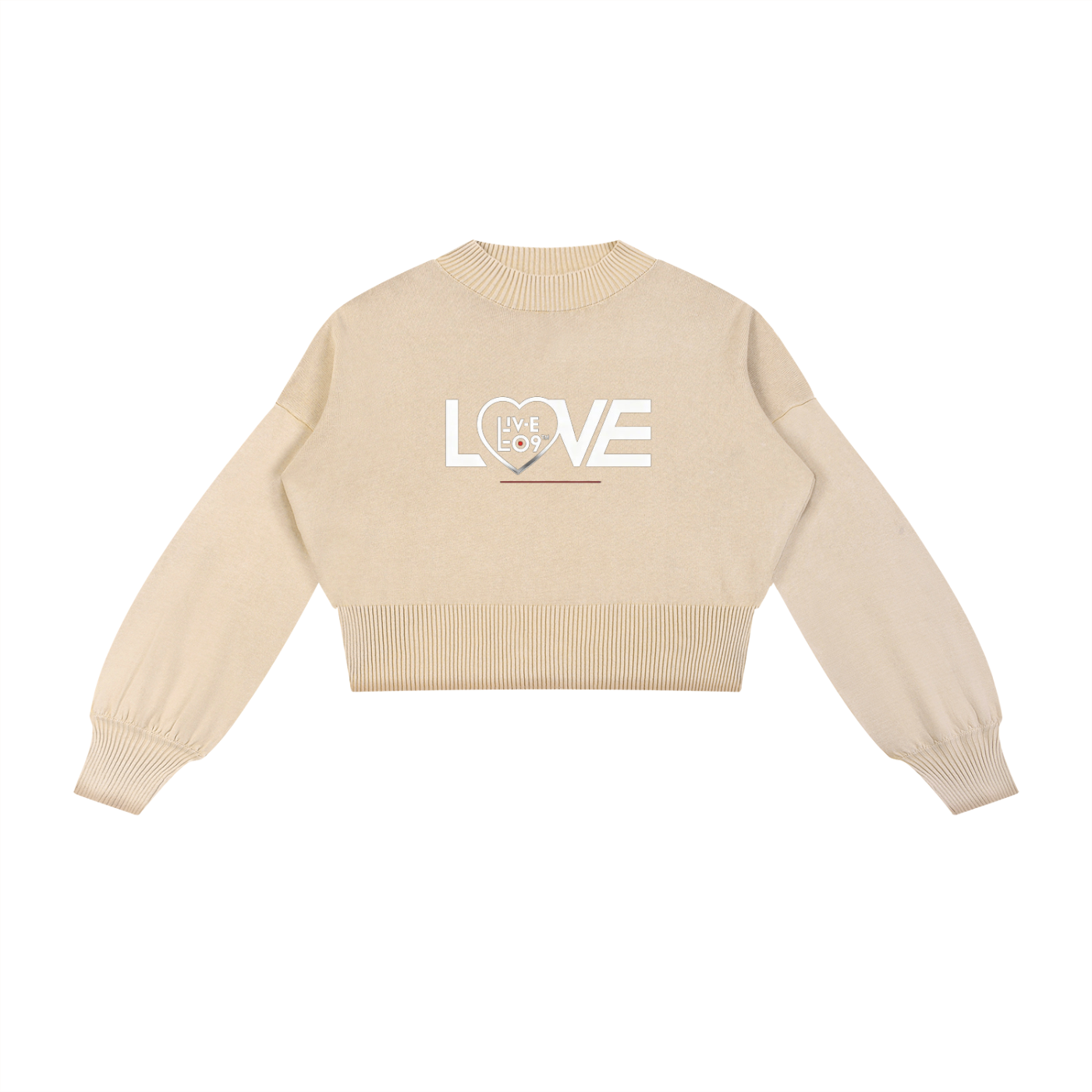 LIVELE09 Mineral Wash Balloon Sleeve Cropped Sweater