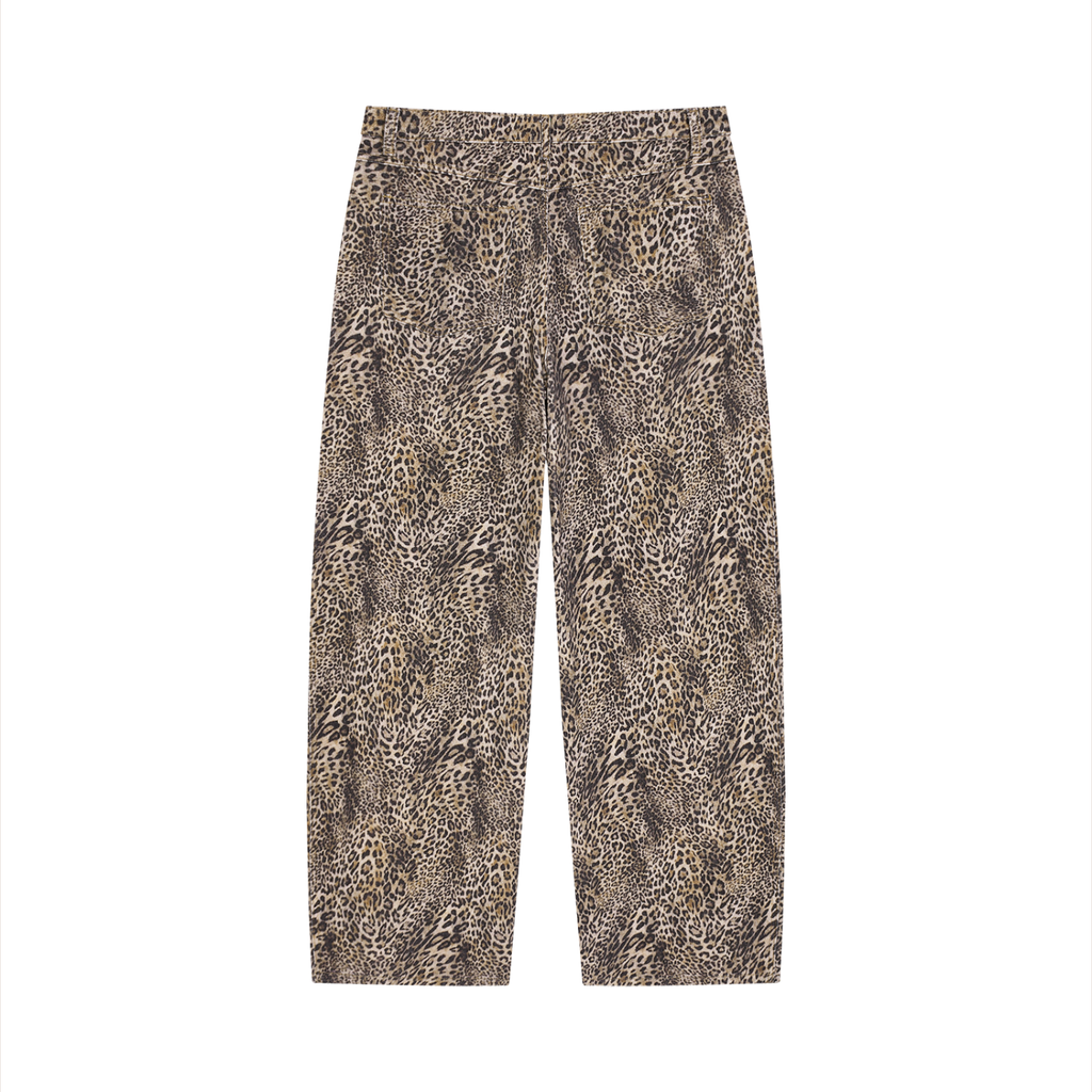 LIVELE09 Vintage Wash Leopard Wide Leg Jeans