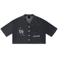 LIVELE09 Women's Vintage Wash Boxy Cropped Shirt