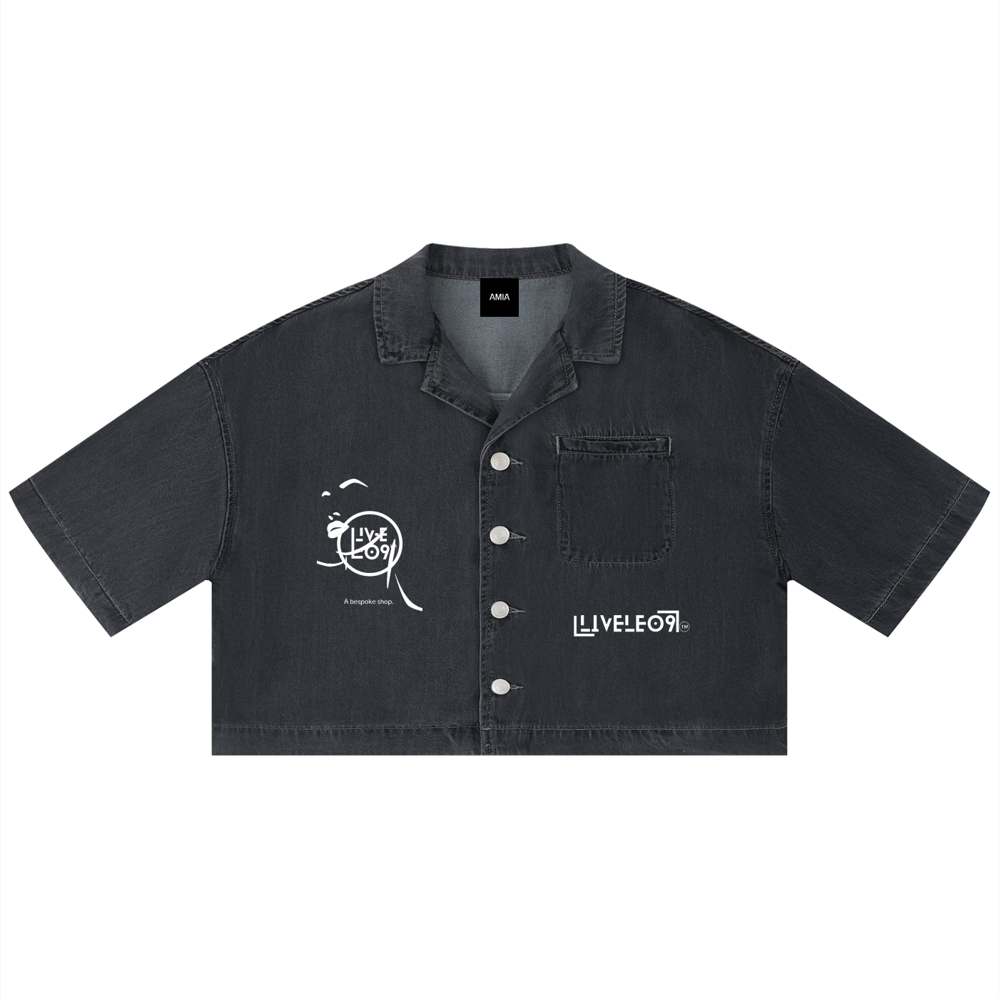 LIVELE09 Women's Vintage Wash Boxy Cropped Shirt