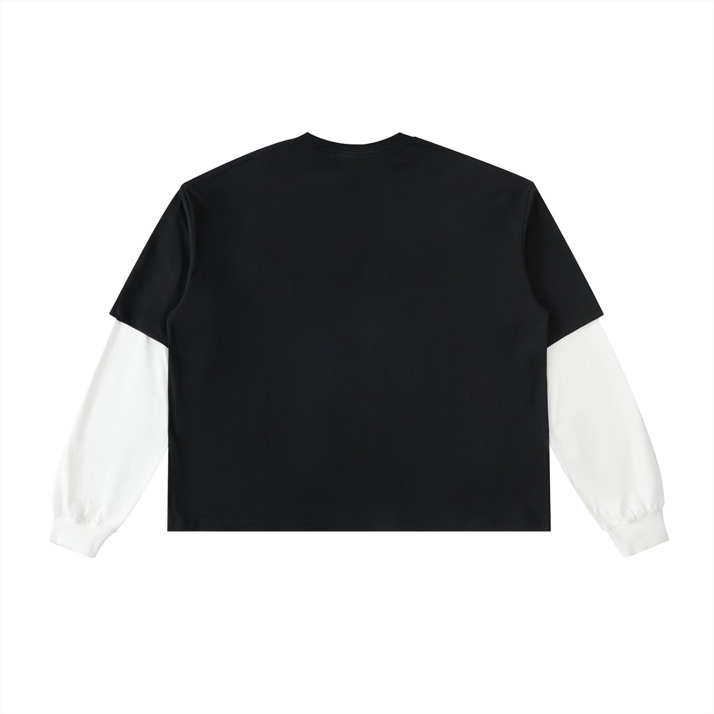 LIVELE09 Layered Contrast Sleeve Cotton T-Shirt