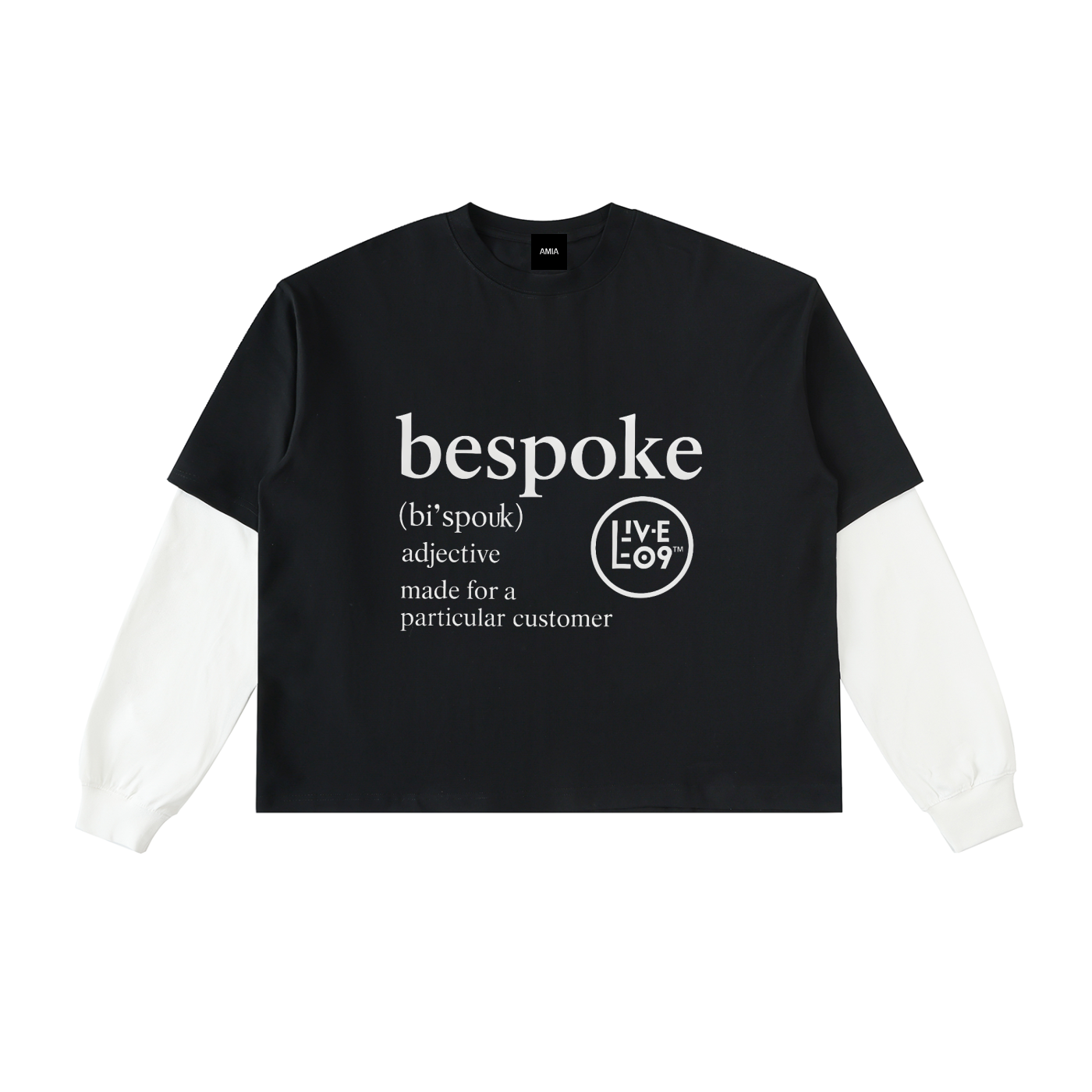 LIVELE09 Layered Contrast Sleeve Cotton T-Shirt