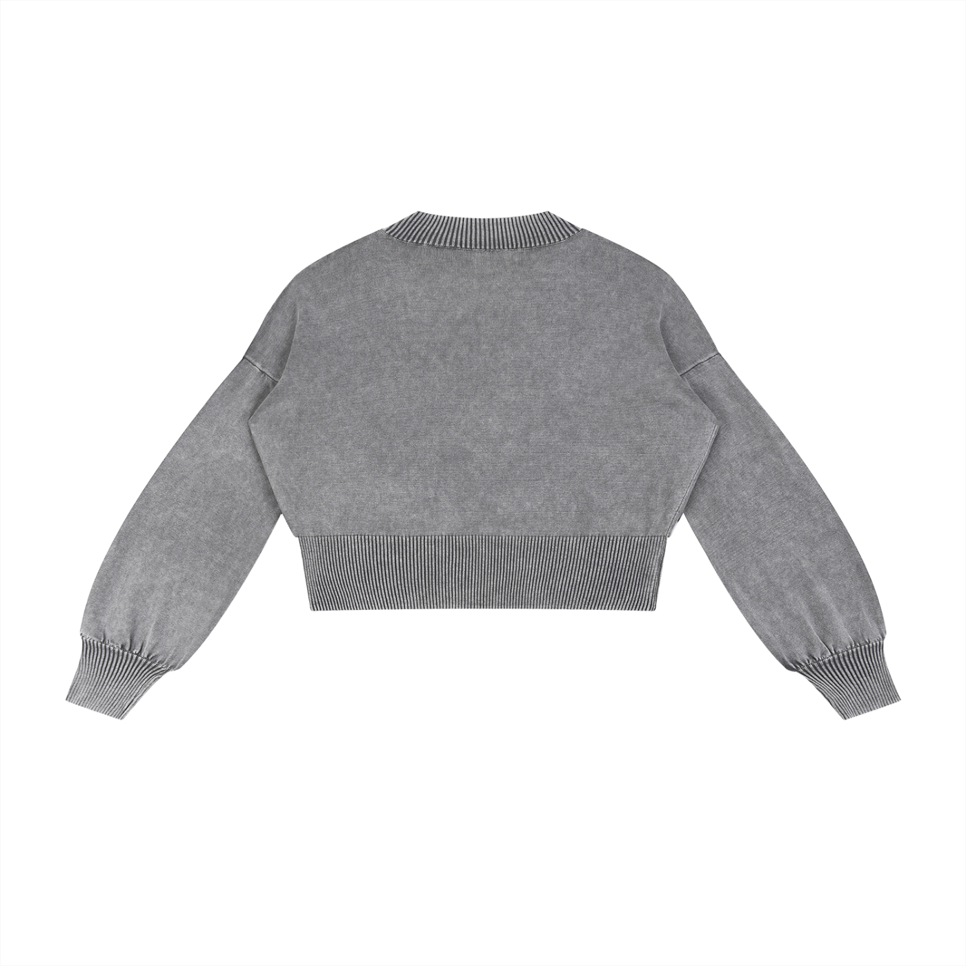 LIVELE09 Mineral Wash Balloon Sleeve Cropped Sweater