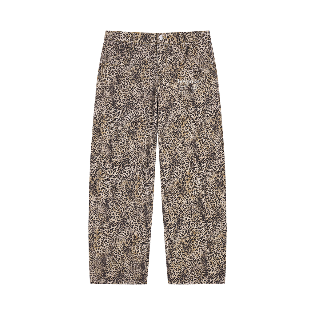 LIVELE09 Vintage Wash Leopard Wide Leg Jeans