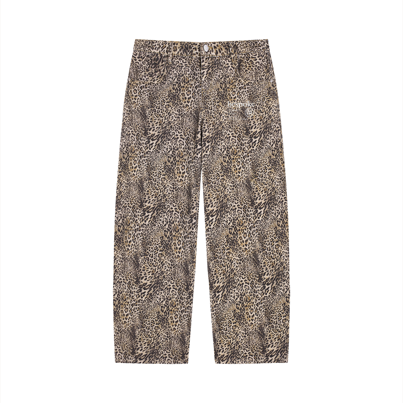 LIVELE09 Vintage Wash Leopard Wide Leg Jeans