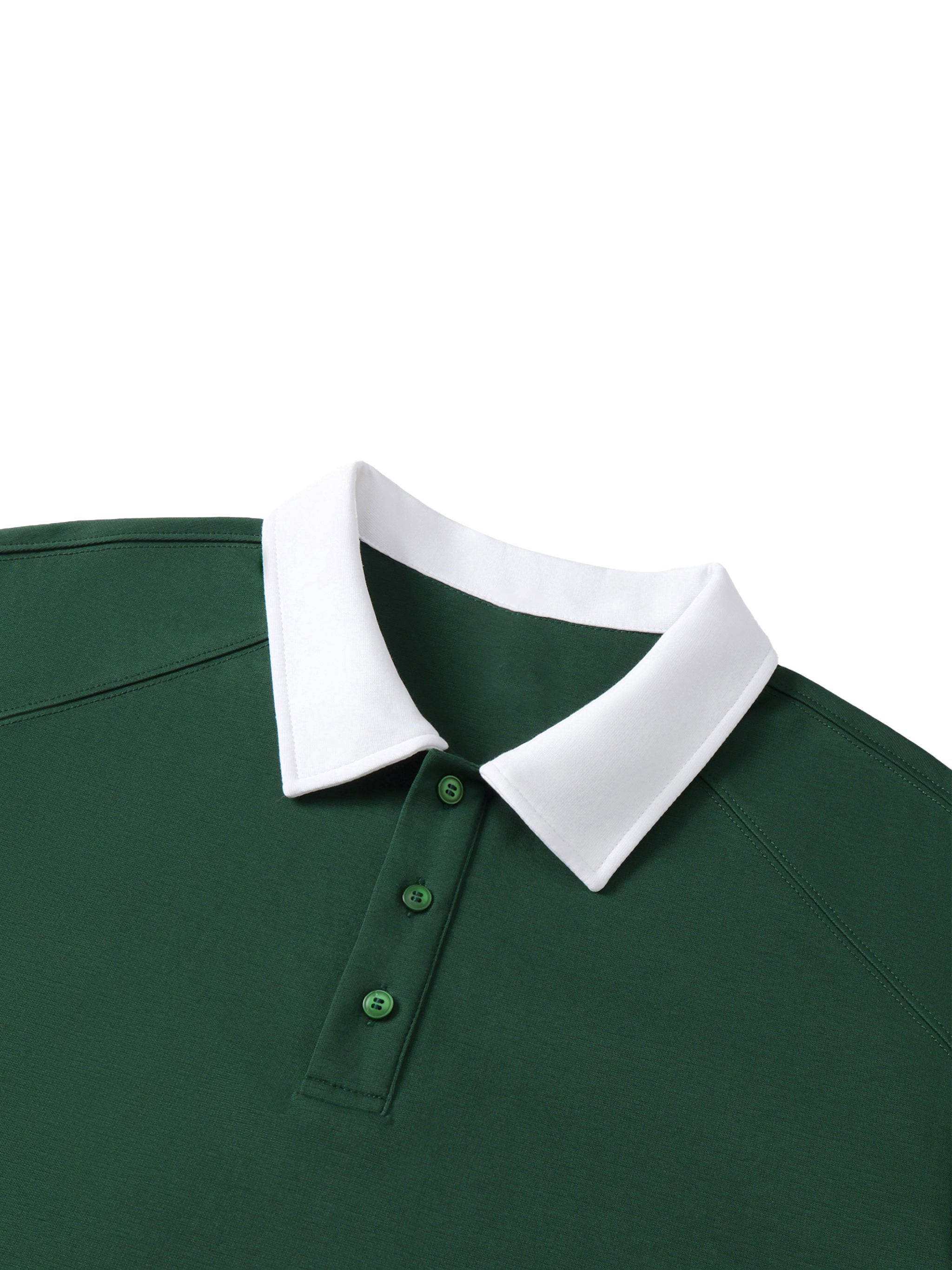 LIVELE09 Contrast Collar Raglan Polo Shirt