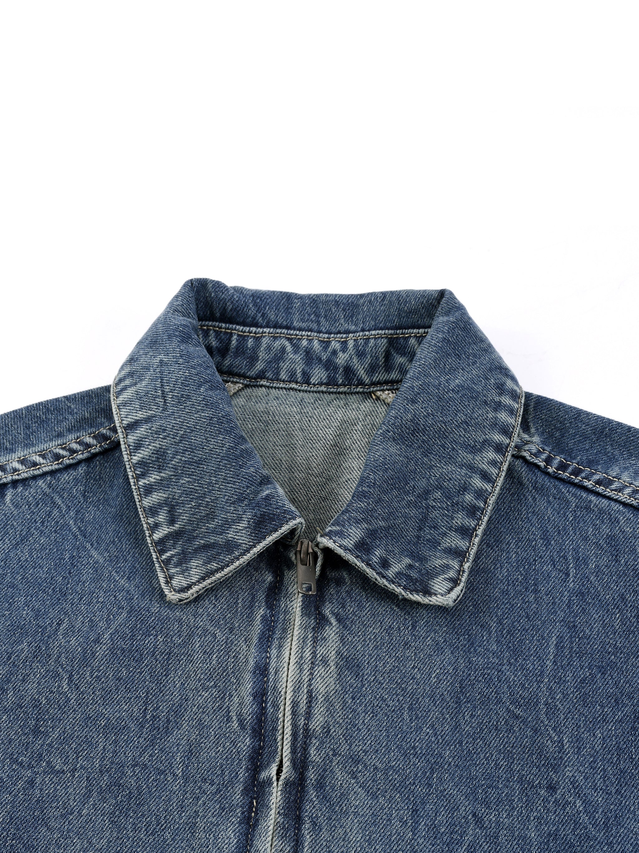 LIVELE09 Vintage Wash Zip Up Denim Jacket