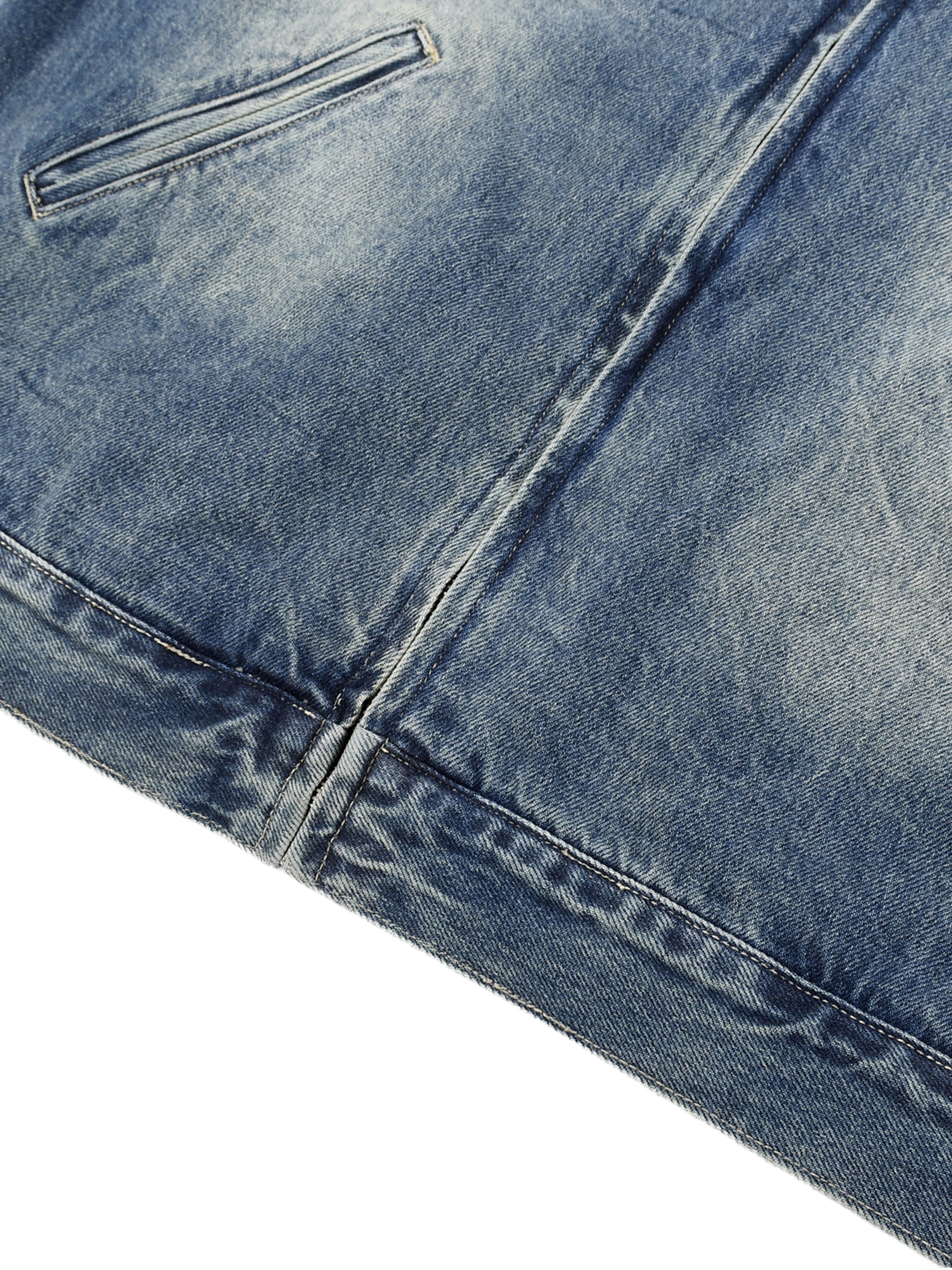 LIVELE09 Vintage Wash Zip Up Denim Jacket