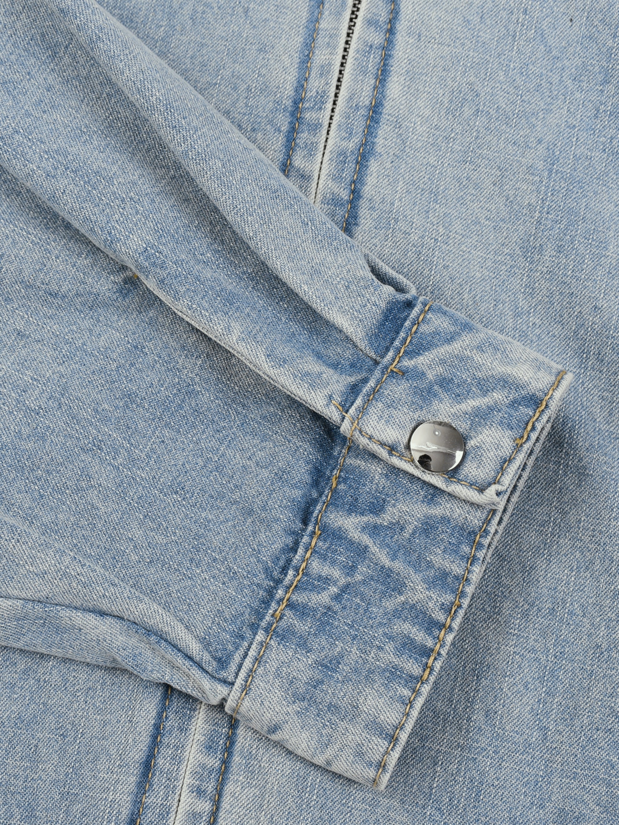 LIVELE09  Vintage Wash Full-Zip Denim Jacket