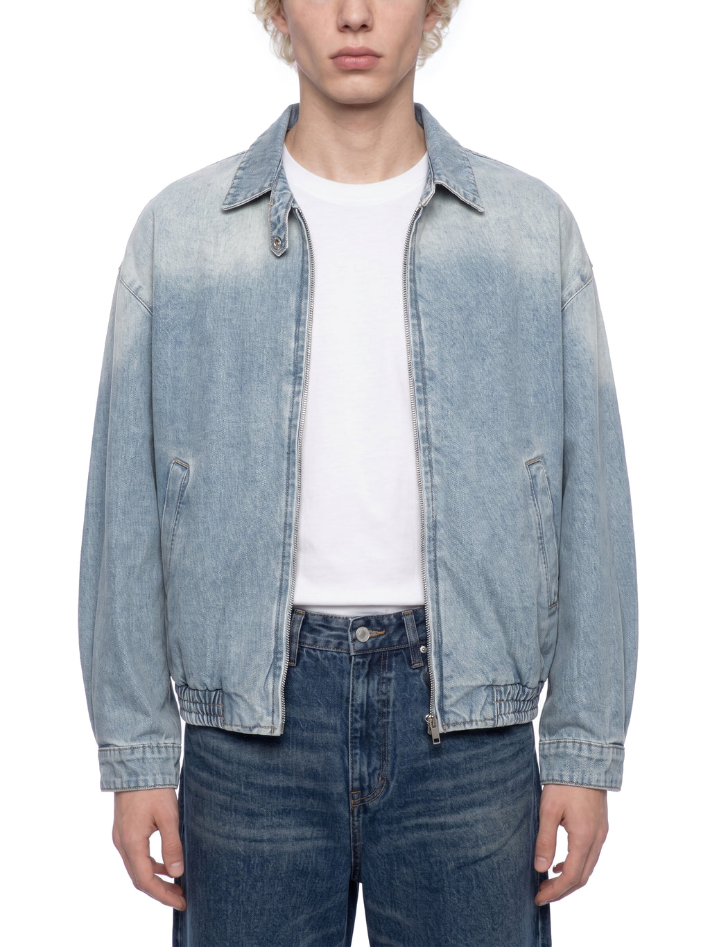LIVELE09  Vintage Wash Full-Zip Denim Jacket