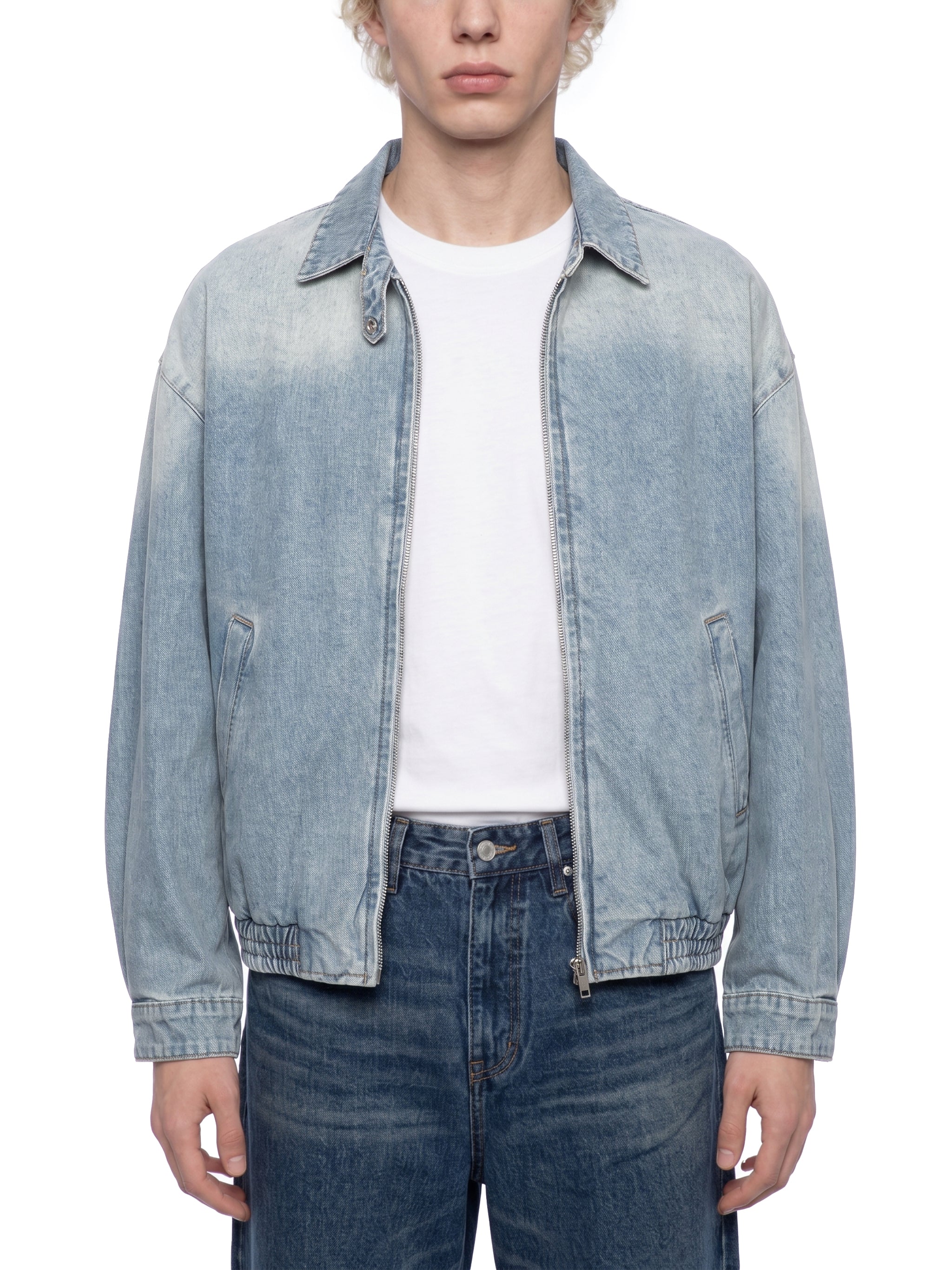LIVELE09  Vintage Wash Full-Zip Denim Jacket