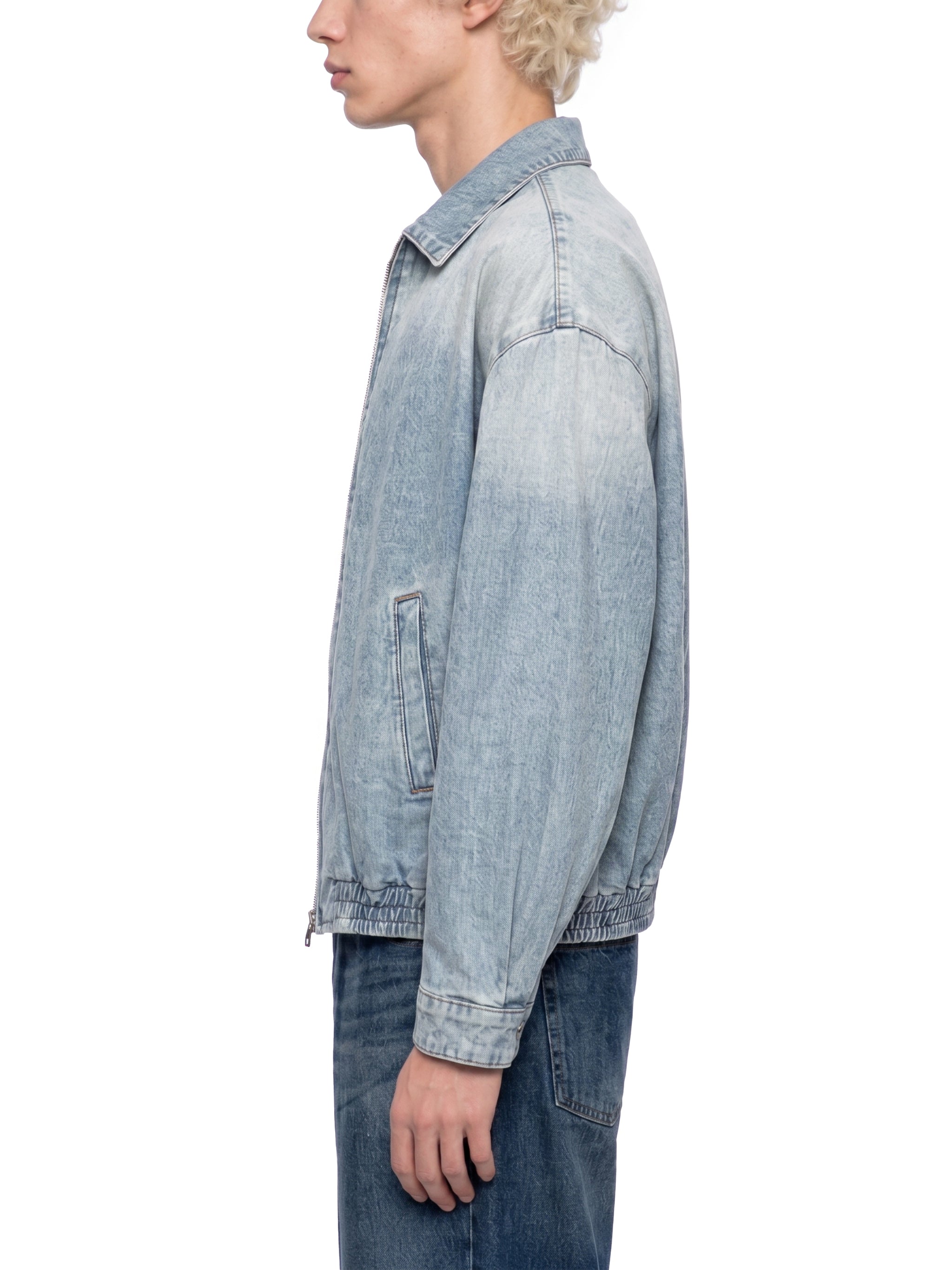 LIVELE09  Vintage Wash Full-Zip Denim Jacket