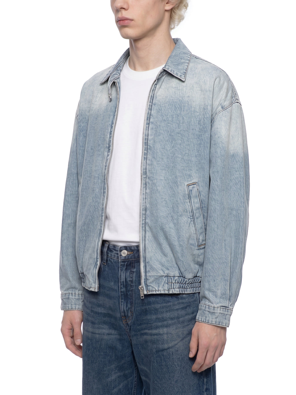 LIVELE09  Vintage Wash Full-Zip Denim Jacket