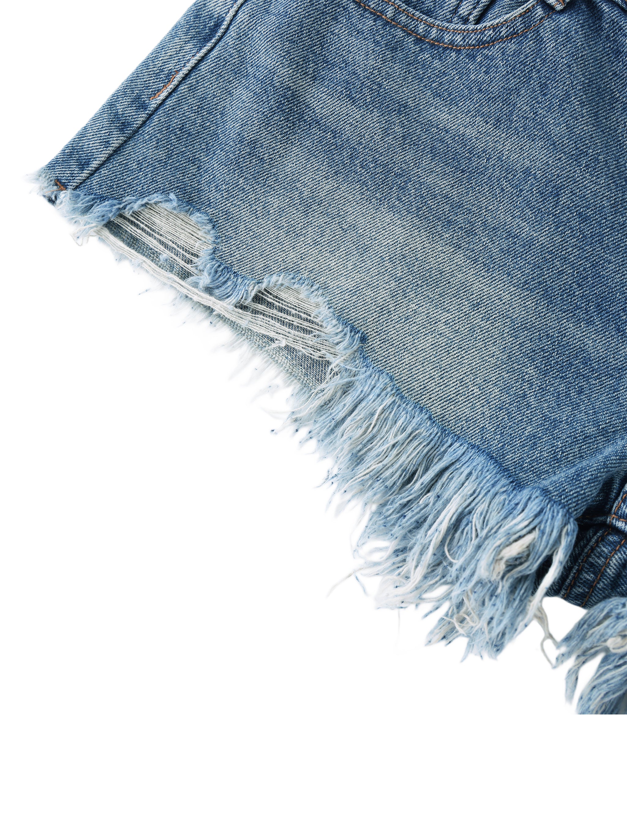 LIVELE09 Women's Vintage Wash Raw Hem Denim Shorts
