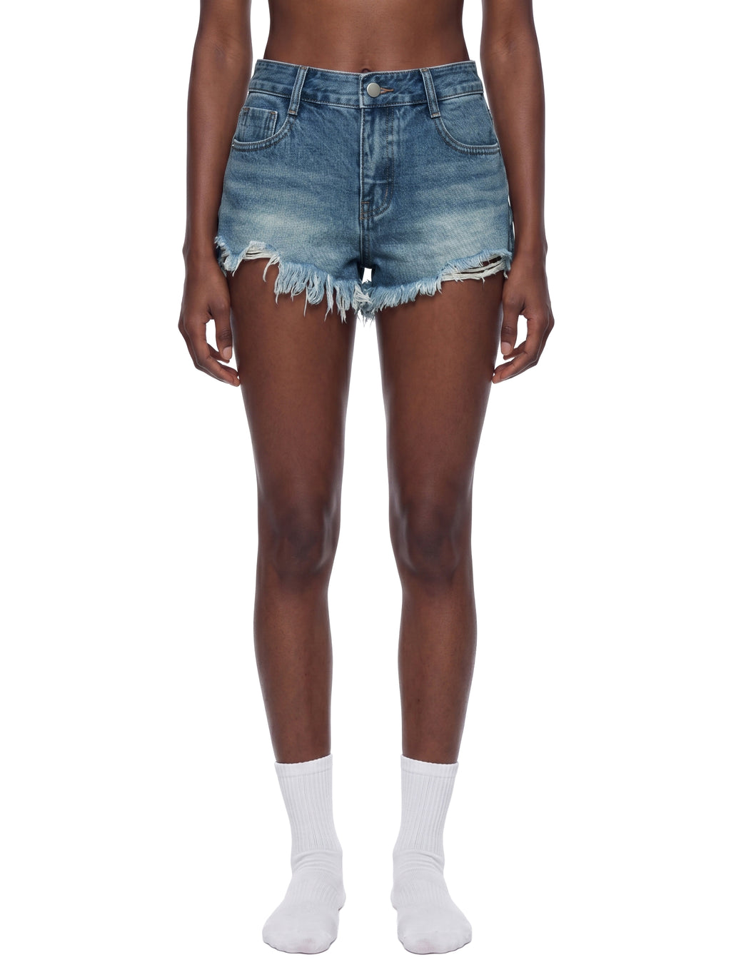 LIVELE09 Women's Vintage Wash Raw Hem Denim Shorts