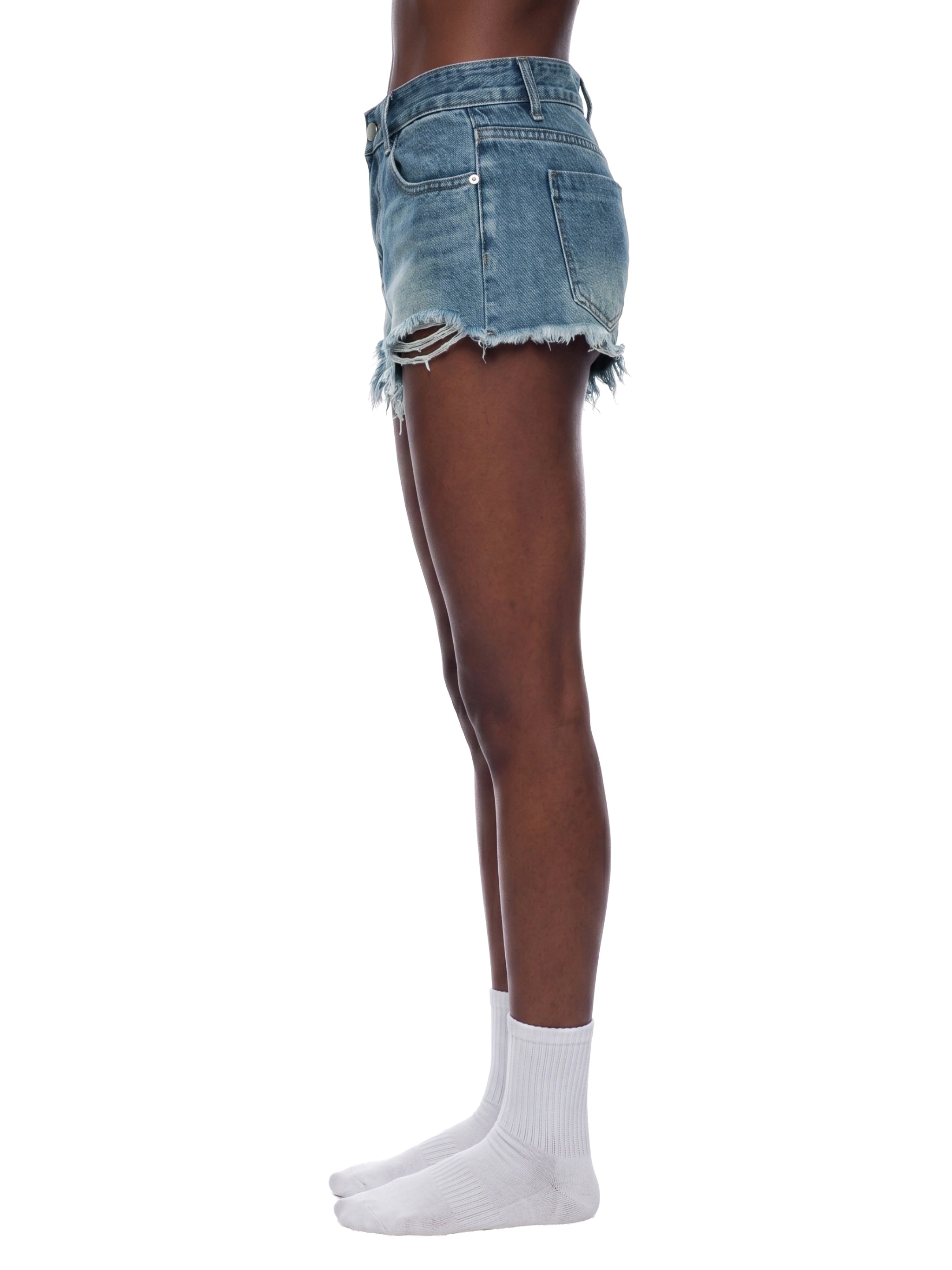 LIVELE09 Women's Vintage Wash Raw Hem Denim Shorts