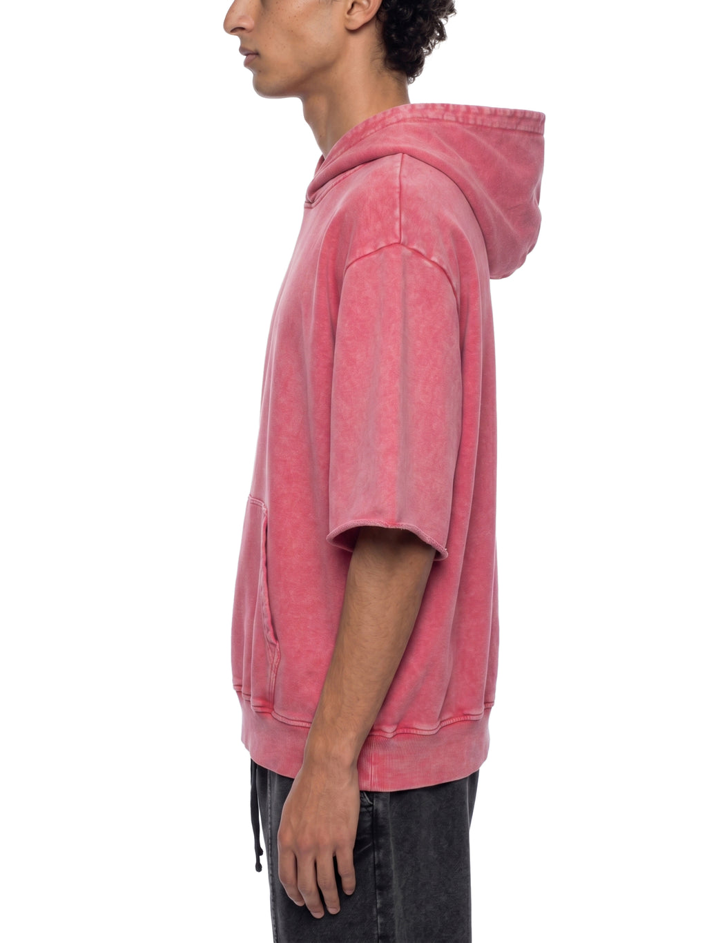LIVELE09 Mineral Wash Short Sleeve Hoodie
